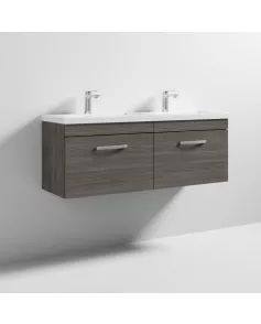 APS6884 1200 WH 2-Drawer Vanity & Double Basin Brown Grey Avola