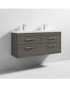 APS6890 1200 WH 4-Drawer Vanity & Double Basin Brown Grey Avola