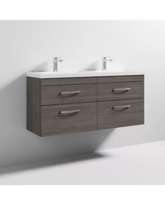 APS6890 1200 WH 4-Drawer Vanity & Double Basin Brown Grey Avola
