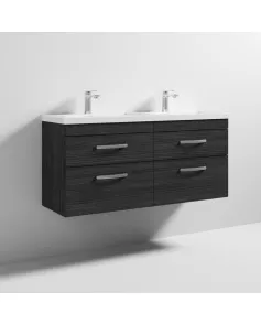 APS6891 1200 WH 4-Drawer Vanity & Double Basin Hacienda Black