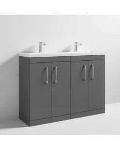 APS6894 1200 FS 4-Door Vanity & Double Basin Gloss Grey