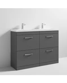 APS6895 1200 FS 4-Drawer Vanity & Double Basin Gloss Grey
