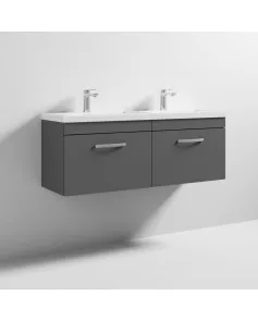 APS6896 1200 WH 2-Drawer Vanity & Double Basin Gloss Grey