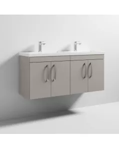 APS6899 1200 WH 4-Door Vanity & Double Basin Stone Grey