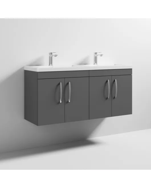 APS6903 1200 WH 4-Door Vanity & Double Basin Gloss Grey