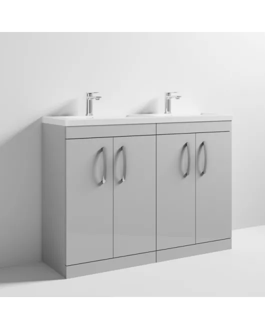 APS6905 1200 FS 4-Door Vanity & Double Basin Gloss Grey Mist