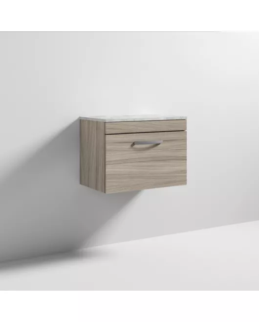 APS6910 600 WH Single Drawer Vanity & Worktop Driftwood