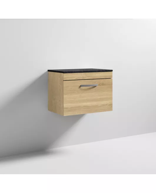 APS6914 600 WH Single Drawer Vanity & Worktop Natural Oak