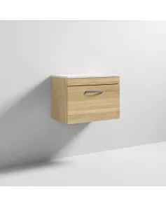 APS6915 600 WH Single Drawer Vanity & Worktop Natural Oak