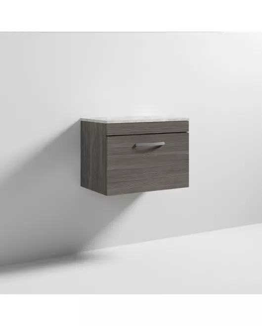 APS6916 600 WH Single Drawer Vanity & Worktop Brown Grey Avola
