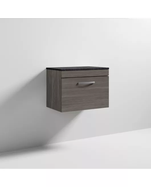 APS6917 600 WH Single Drawer Vanity & Worktop Brown Grey Avola