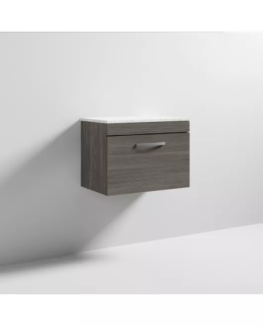 APS6918 600 WH Single Drawer Vanity & Worktop Brown Grey Avola