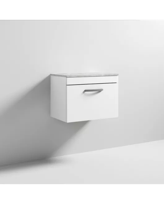 APS6922 600 WH Single Drawer Vanity & Worktop Gloss White