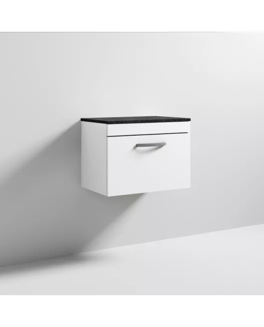 APS6923 600 WH Single Drawer Vanity & Worktop Gloss White