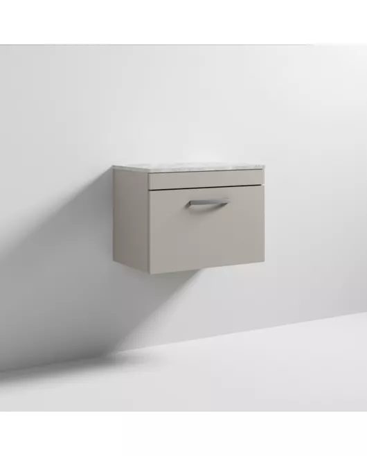 APS6925 600 WH Single Drawer Vanity & Worktop Stone Grey