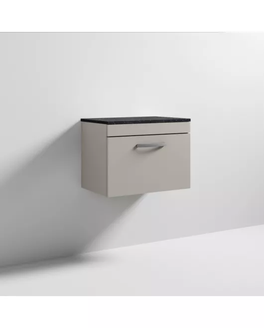 APS6926 600 WH Single Drawer Vanity & Worktop Stone Grey