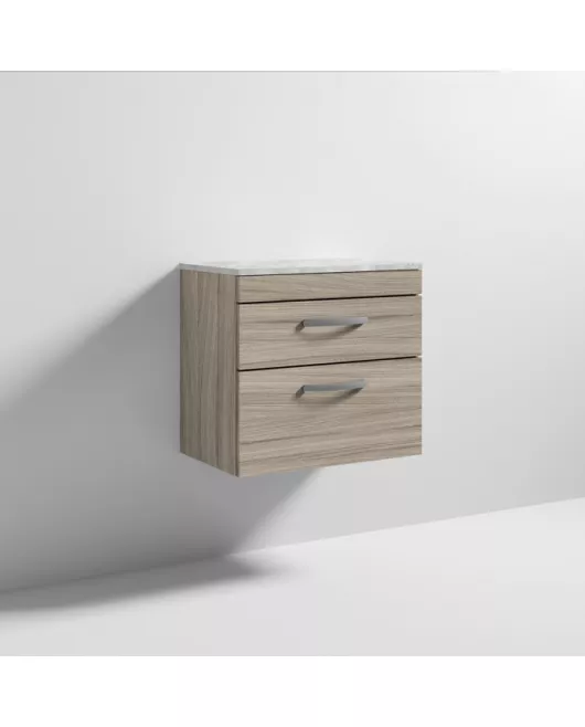 APS6928 600 WH 2-Drawer Vanity & Worktop Driftwood