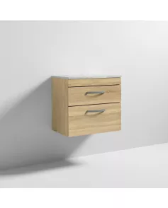 APS6931 600 WH 2-Drawer Vanity & Worktop Natural Oak