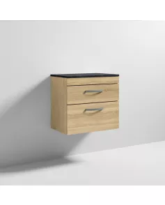 APS6932 600 WH 2-Drawer Vanity & Worktop Natural Oak