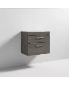 APS6934 600 WH 2-Drawer Vanity & Worktop Brown Grey Avola
