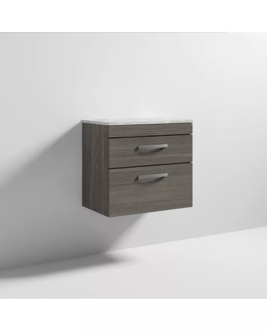 APS6934 600 WH 2-Drawer Vanity & Worktop Brown Grey Avola