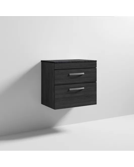 APS6938 600 WH 2-Drawer Vanity & Worktop Hacienda Black
