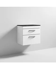 APS6941 600 WH 2-Drawer Vanity & Worktop Gloss White