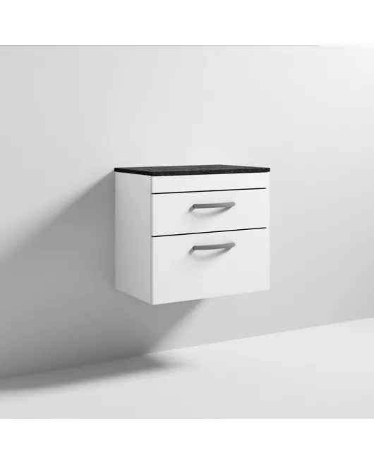 APS6941 600 WH 2-Drawer Vanity & Worktop Gloss White