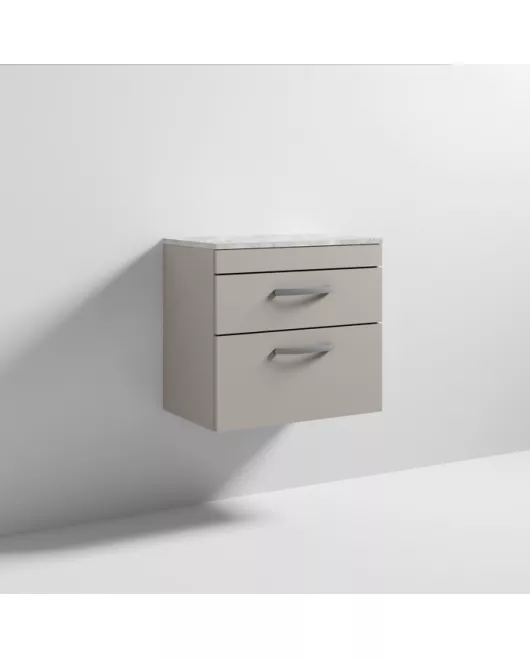 APS6943 600 WH 2-Drawer Vanity & Worktop Stone Grey