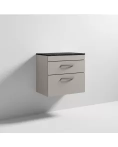 APS6944 600 WH 2-Drawer Vanity & Worktop Stone Grey
