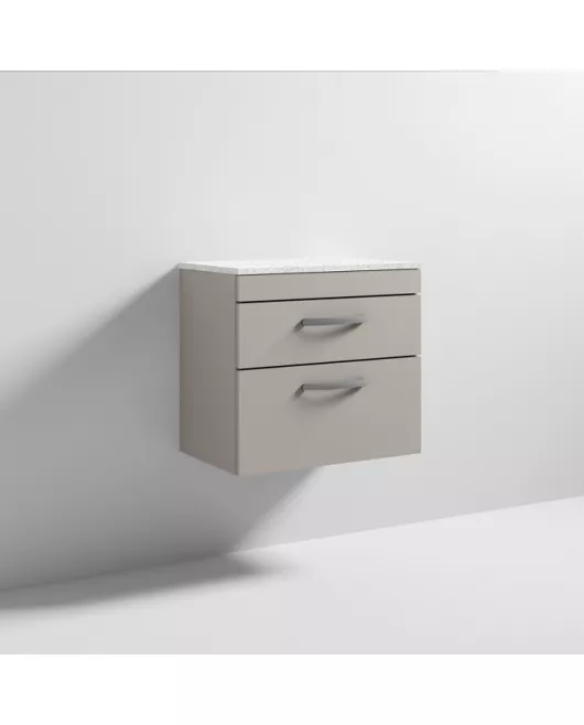 APS6945 600 WH 2-Drawer Vanity & Worktop Stone Grey