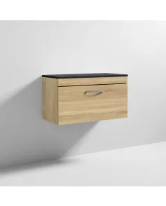 APS6950 800 WH Single Drawer Vanity & Worktop Natural Oak