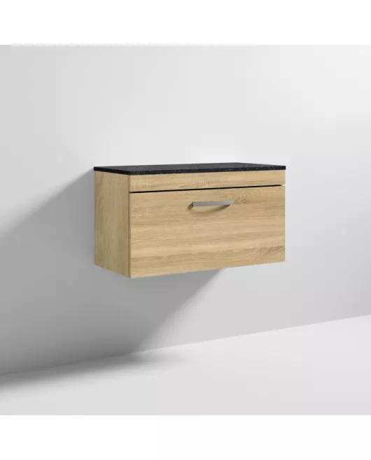 APS6950 800 WH Single Drawer Vanity & Worktop Natural Oak