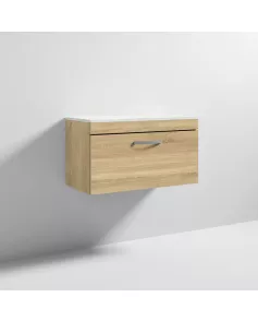 APS6951 800 WH Single Drawer Vanity & Worktop Natural Oak