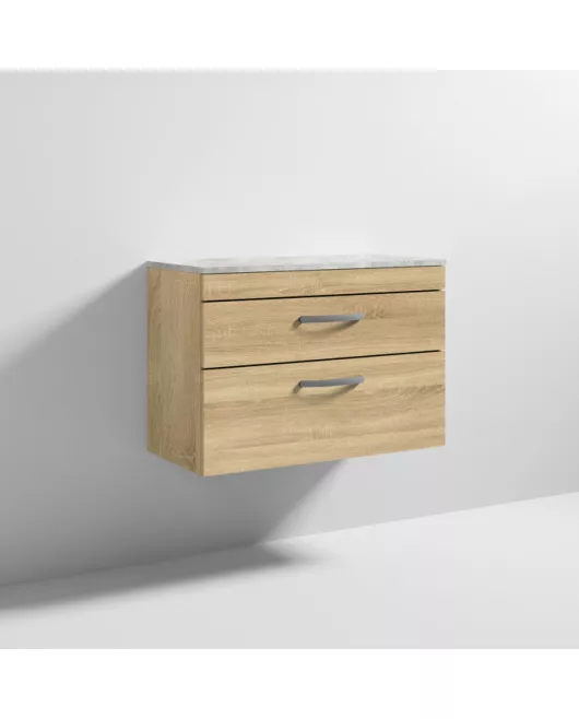 APS6967 800 WH 2-Drawer Vanity & Worktop Natural Oak
