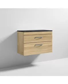 APS6968 800 WH 2-Drawer Vanity & Worktop Natural Oak