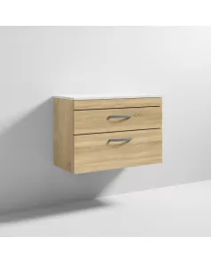 APS6969 800 WH 2-Drawer Vanity & Worktop Natural Oak
