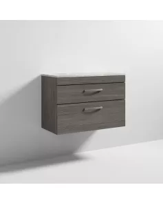 APS6970 800 WH 2-Drawer Vanity & Worktop Brown Grey Avola