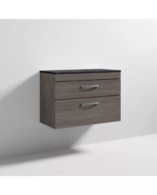 APS6971 800 WH 2-Drawer Vanity & Worktop Brown Grey Avola
