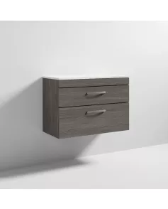 APS6972 800 WH 2-Drawer Vanity & Worktop Brown Grey Avola
