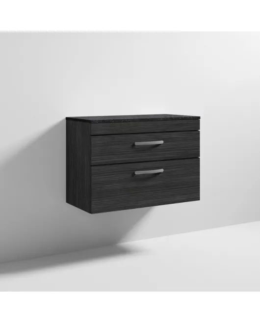 APS6974 800 WH 2-Drawer Vanity & Worktop Hacienda Black