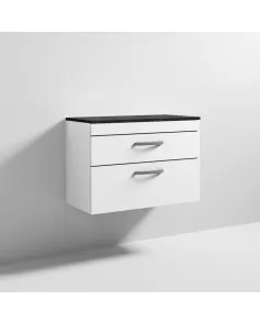 APS6977 800 WH 2-Drawer Vanity & Worktop Gloss White
