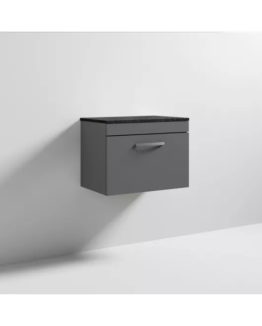 APS6983 600 WH Single Drawer Vanity & Worktop Gloss Grey