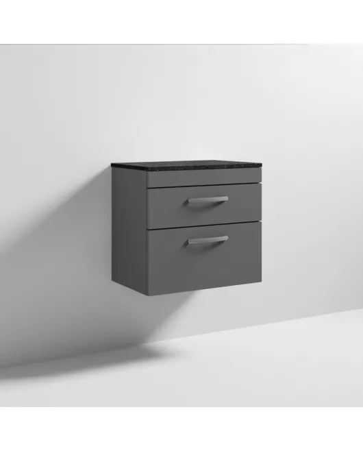 APS6986 600 WH 2-Drawer Vanity & Worktop Gloss Grey