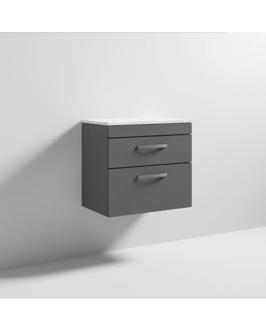 APS6987 600 WH 2-Drawer Vanity & Worktop Gloss Grey