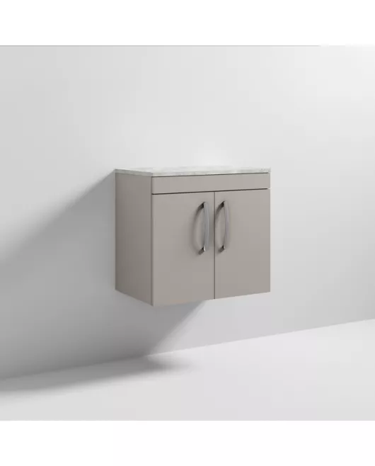 APS6997 600 WH 2-Door Vanity & Worktop Stone Grey
