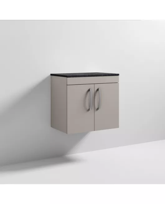 APS6998 600 WH 2-Door Vanity & Worktop Stone Grey