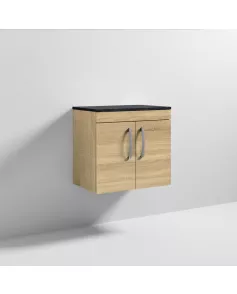 APS7001 600 WH 2-Door Vanity & Worktop Natural Oak