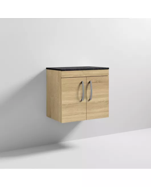 APS7001 600 WH 2-Door Vanity & Worktop Natural Oak