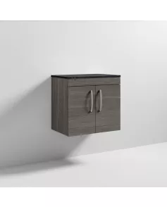 APS7007 600 WH 2-Door Vanity & Worktop Brown Grey Avola